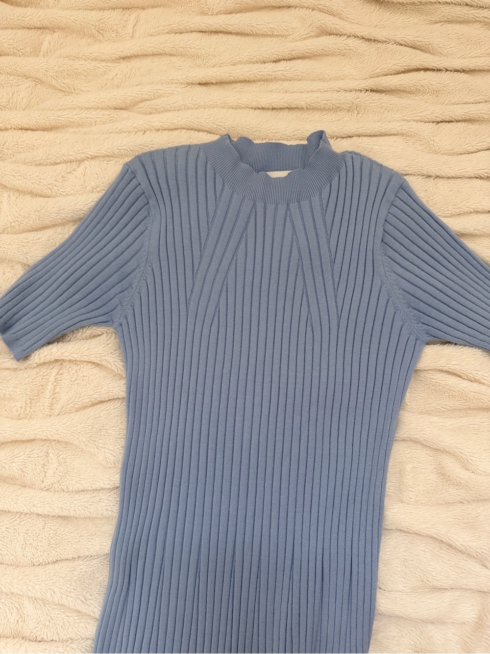 Varley Maeve Rib Knit Midi Dress Ashley Blue mock-neck Sz M - Picture 4 of 7